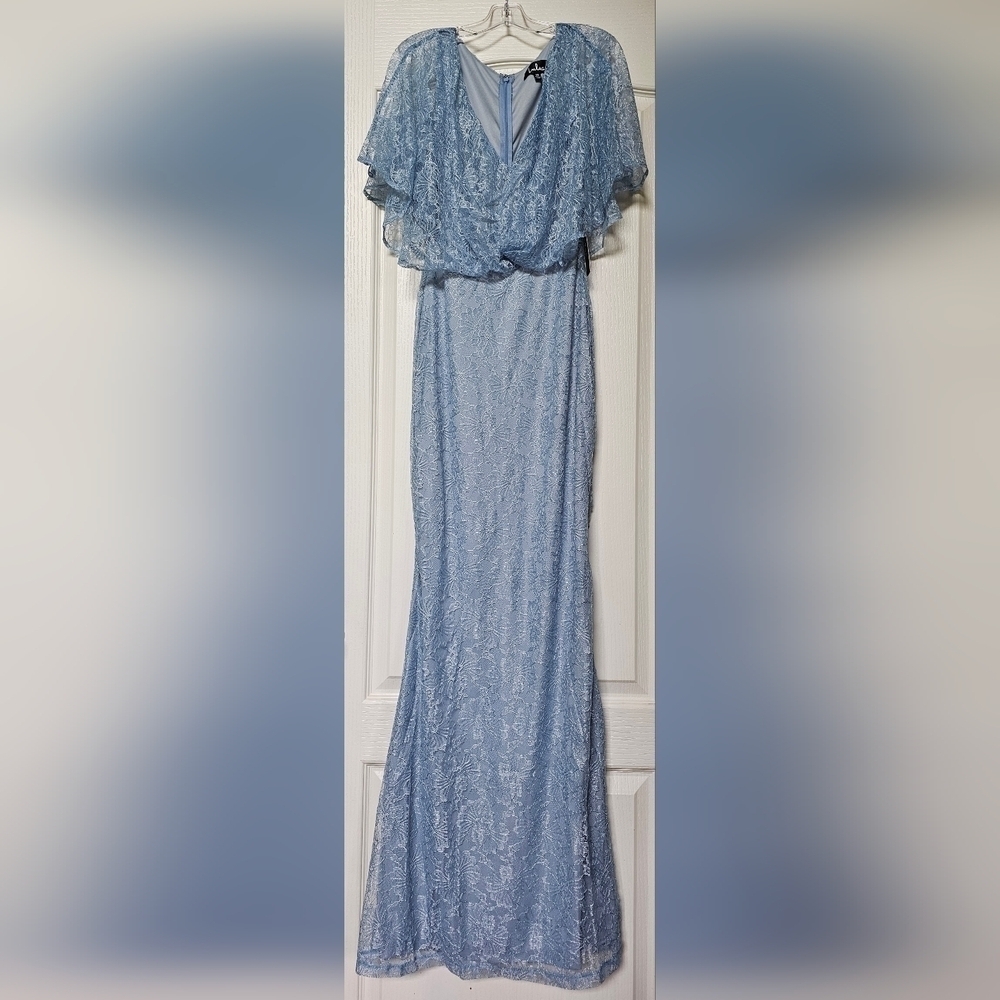 Lulus Bliss Delight Light Blue Lace Flutter Sleeve Maxi Dress, Size XS - Picture 8 of 14